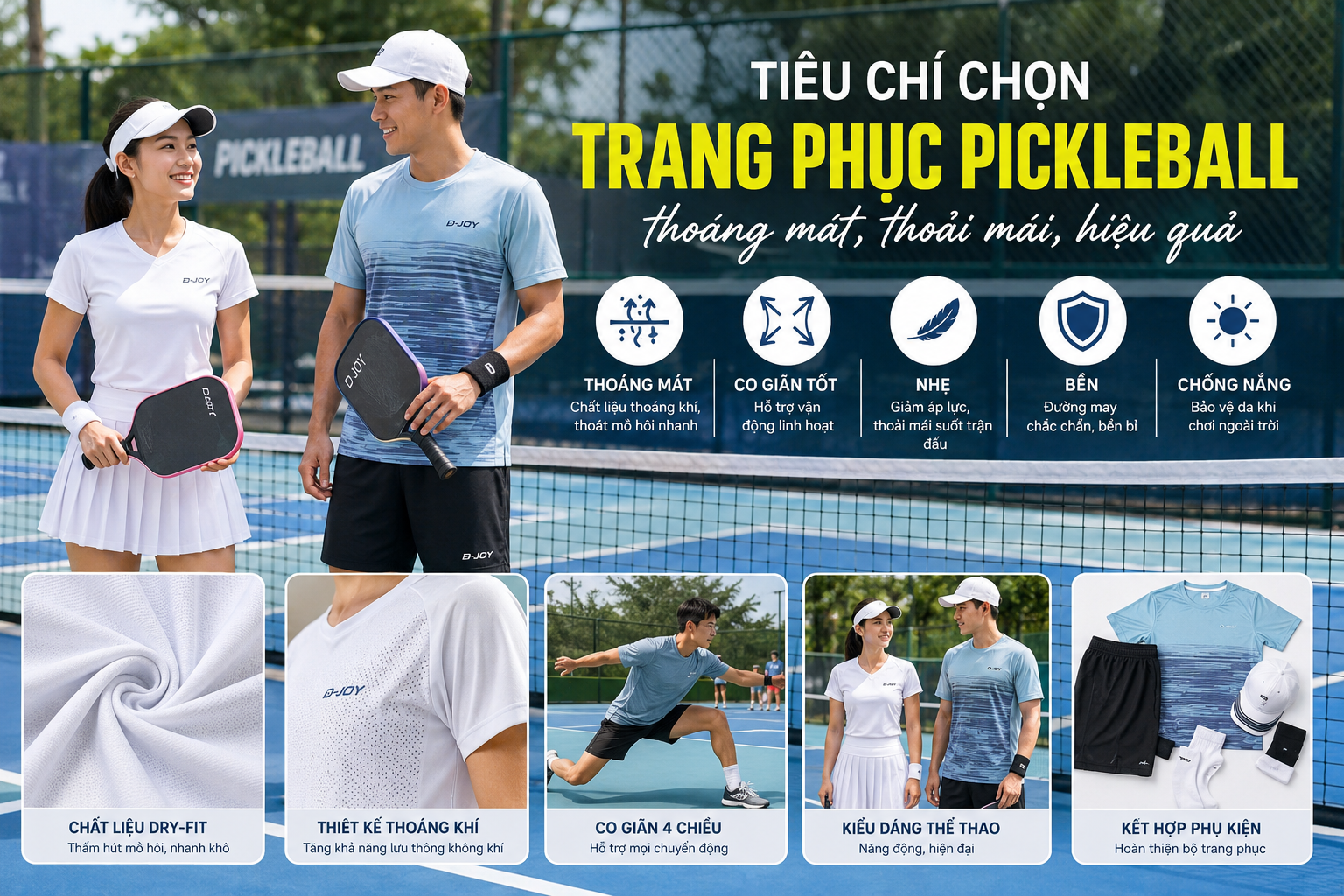 Tiêu Chí Chọn Trang Phục Pickleball Thoáng Mát, Co Giãn Và Thoải Mái