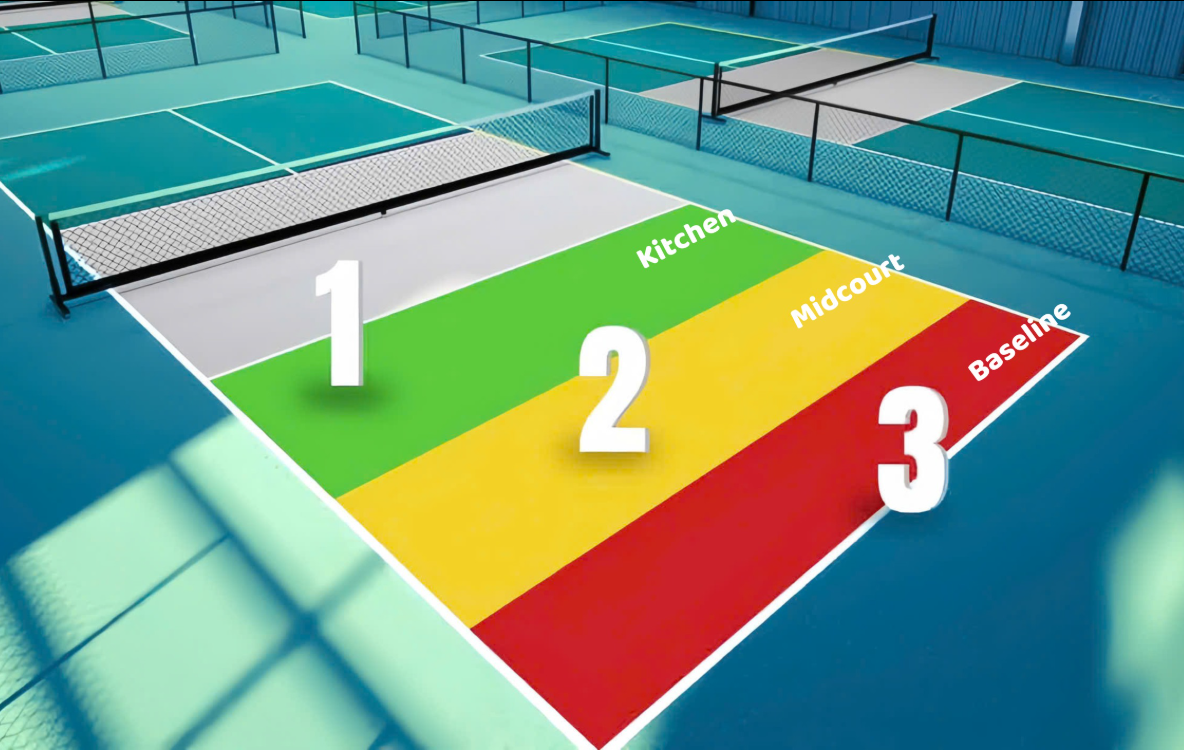 chiến lược chơi Pickleball theo từng khu vực trên sân